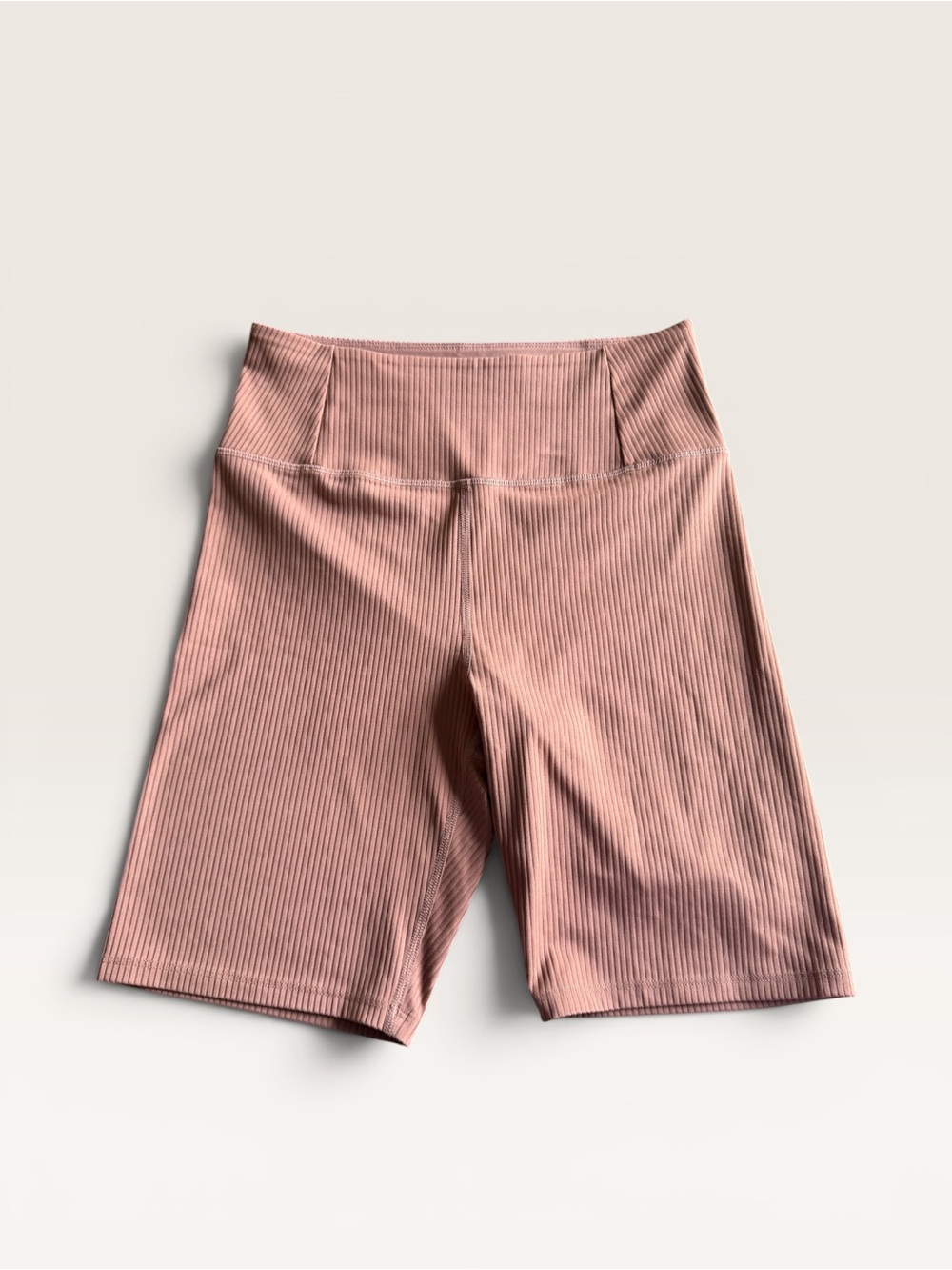 Girlfriend Collective Ribbed High-Rise Bike Shorts in Primrose